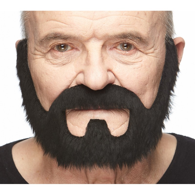 Snor en baard met bakkebaarden Boris grijs