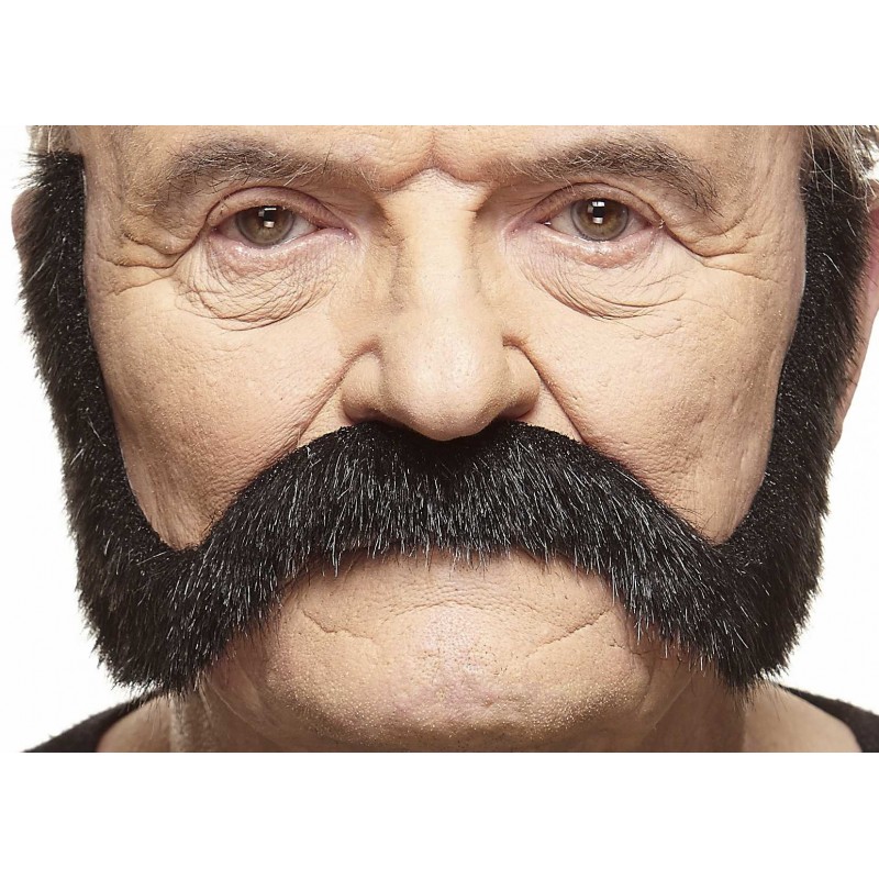 Snor met bakkebaarden Herman zwart