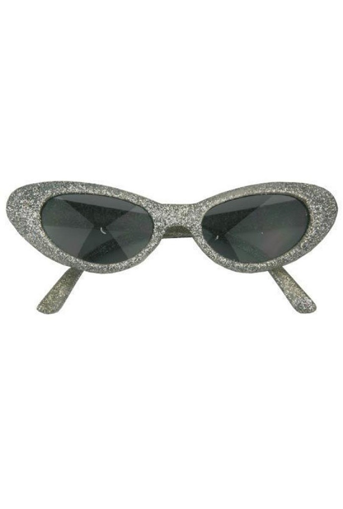 Bril jaren 50 glitter zilver