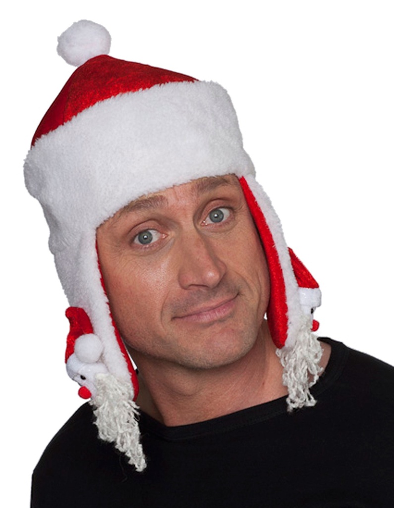Kerstmuts met oorflappen kerstman
