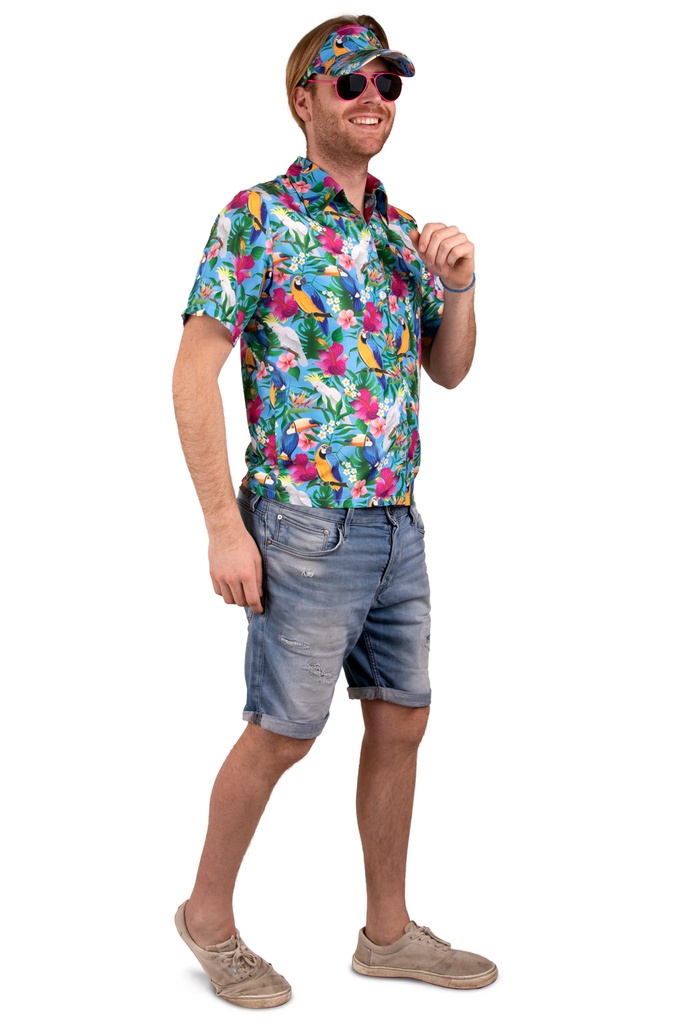 Hawaïhemd met pet blauw