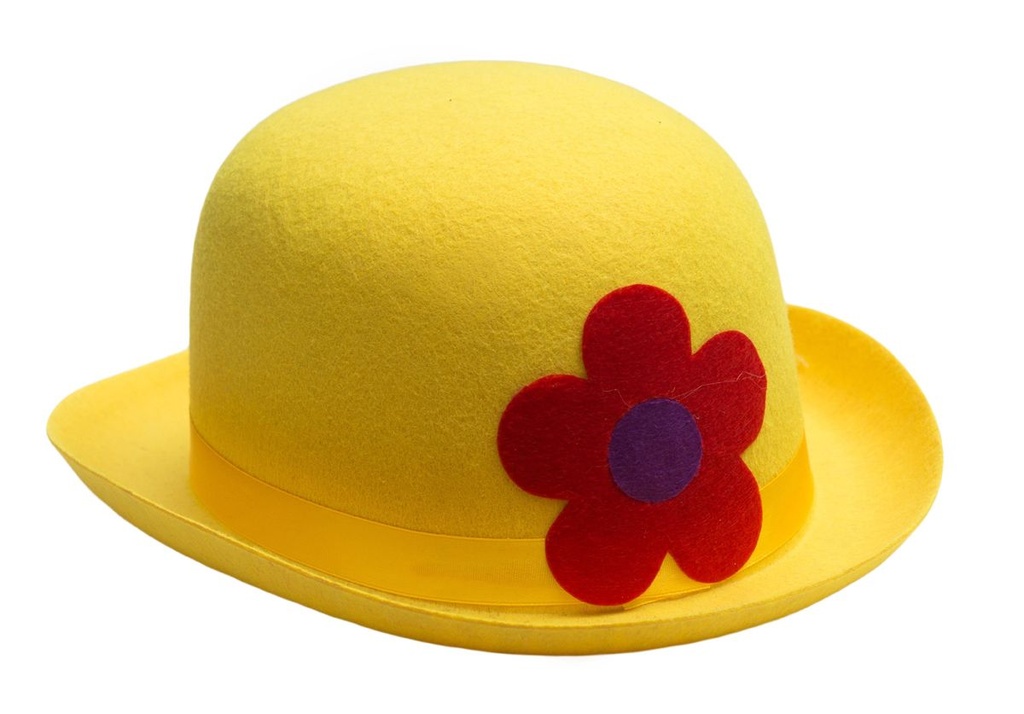 Clownhoed geel met bloem