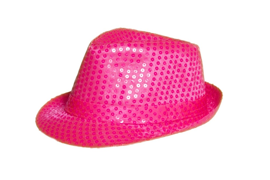 Deukhoed paillet fluo roze