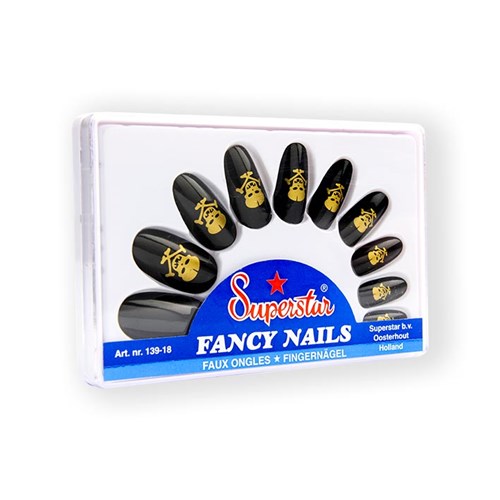 Kunstnagels zwart met doodskop