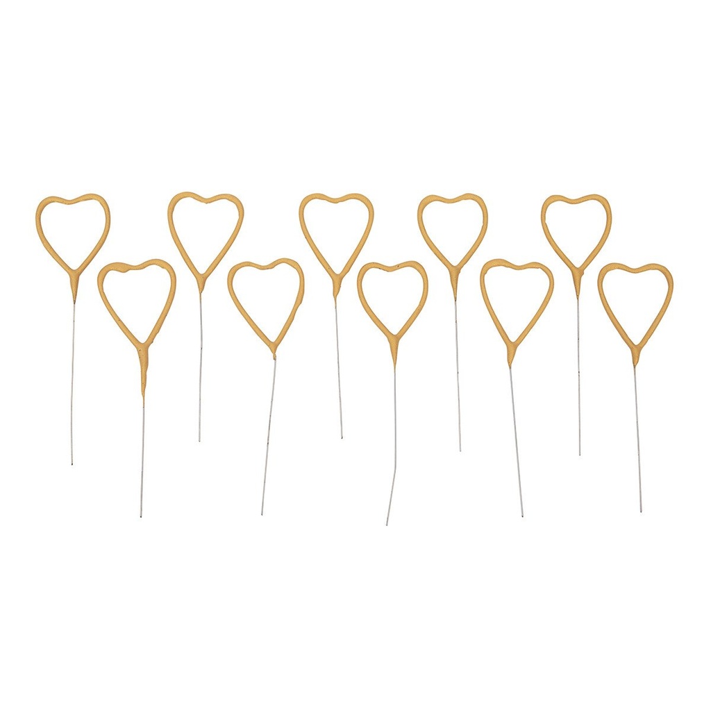 Sterretjes - vuurwerkstokje hart goud 10 stuks
