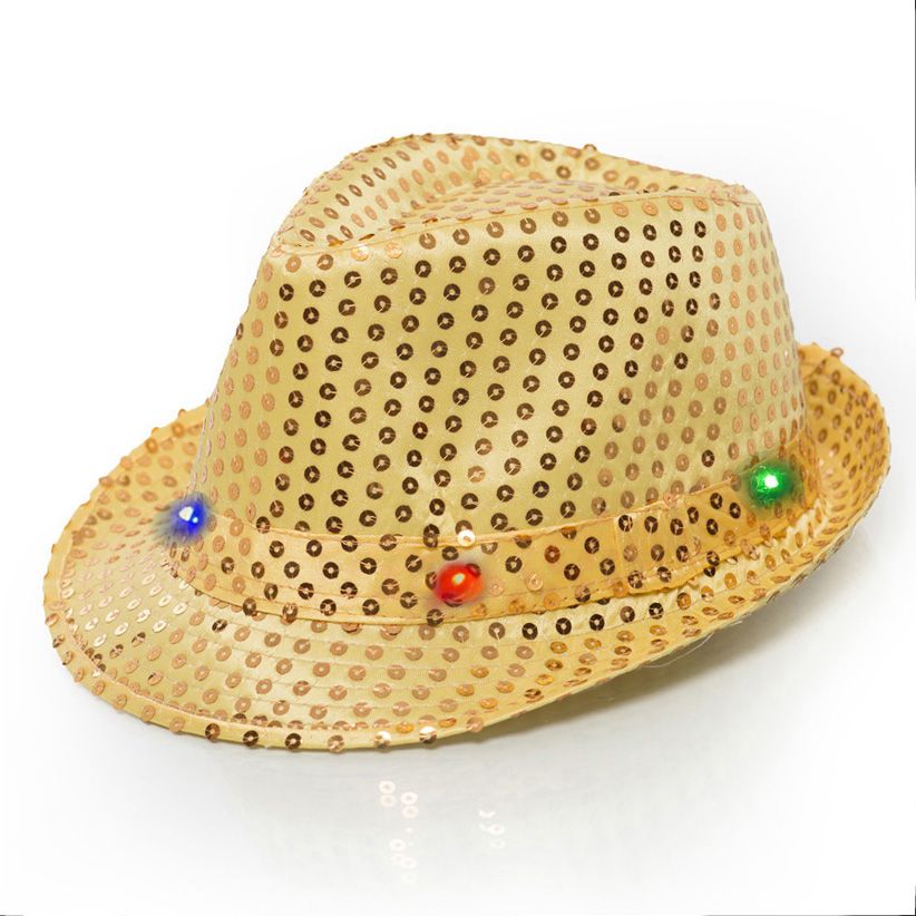 Deukhoed paillet goud met lichtjes