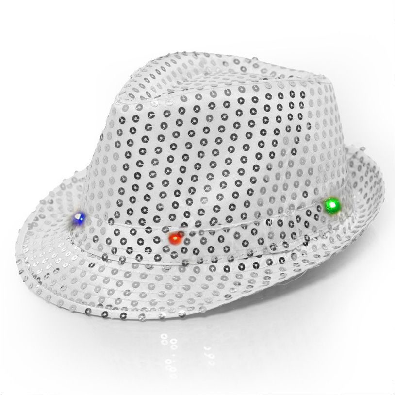 Deukhoed paillet zilver met lichtjes