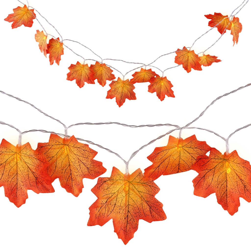 Herfstbladslinger met lichtjes