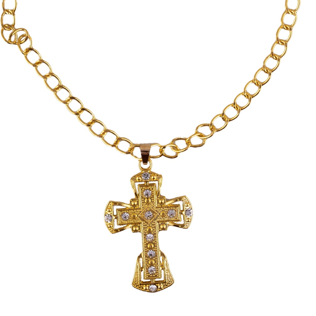 Ketting kruis met strass
