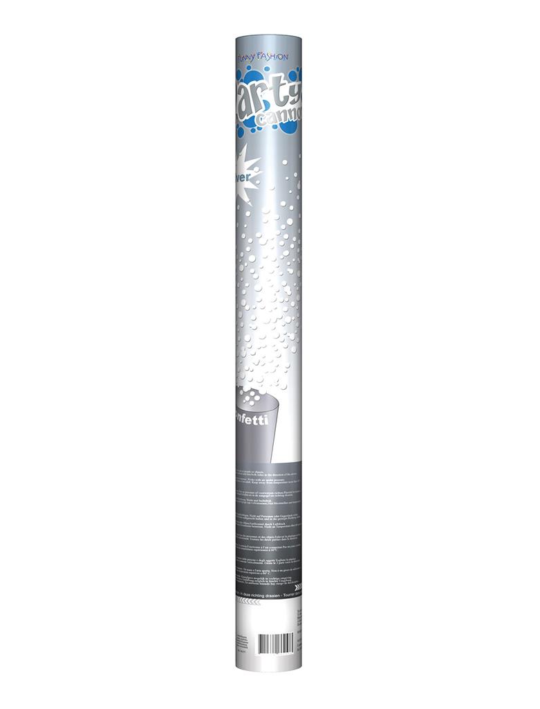 Confettikanon zilver 60 cm