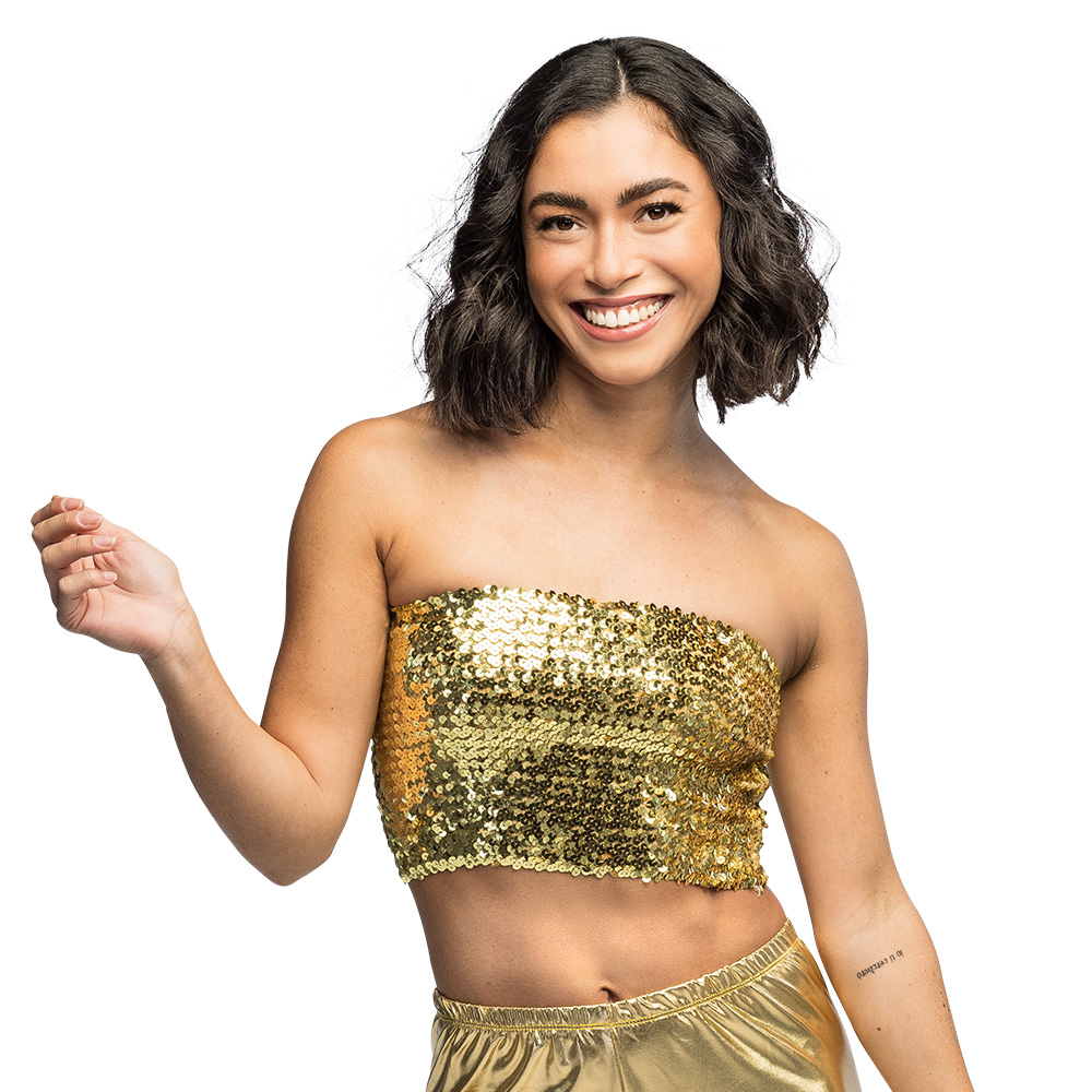 Pailletten Bandeau Top goud 