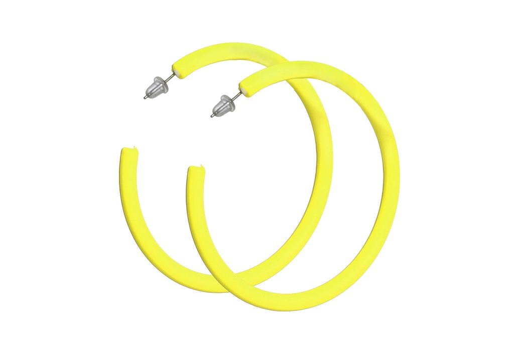 Oorbellen rond fluo geel