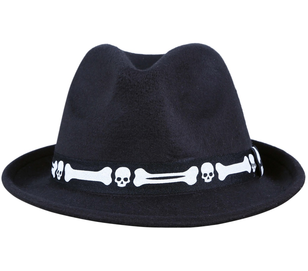 Zwarte Halloweenhoed met botten