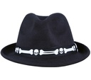 Zwarte Halloweenhoed met botten