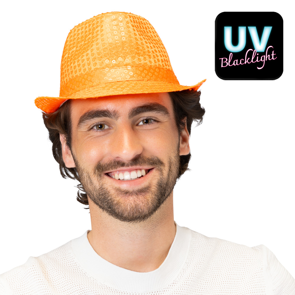 Deukhoed paillet fluo oranje