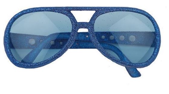 Bril Elvis glitter blauw