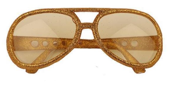 Bril Elvis glitter goud