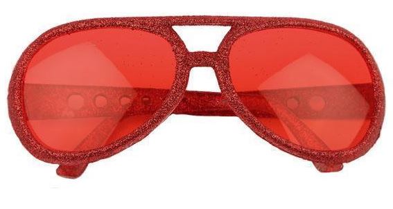 Bril Elvis glitter rood
