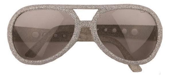 Bril Elvis glitter zilver