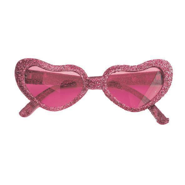 Bril Hartjes glitter roze