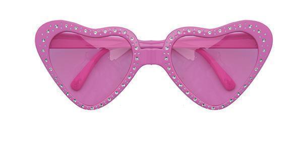 Bril hartjes strass roze