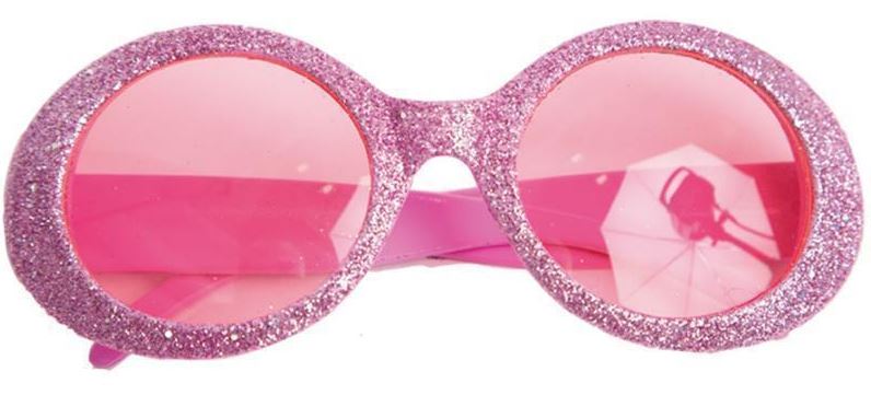 Ronde bril glitter roze
