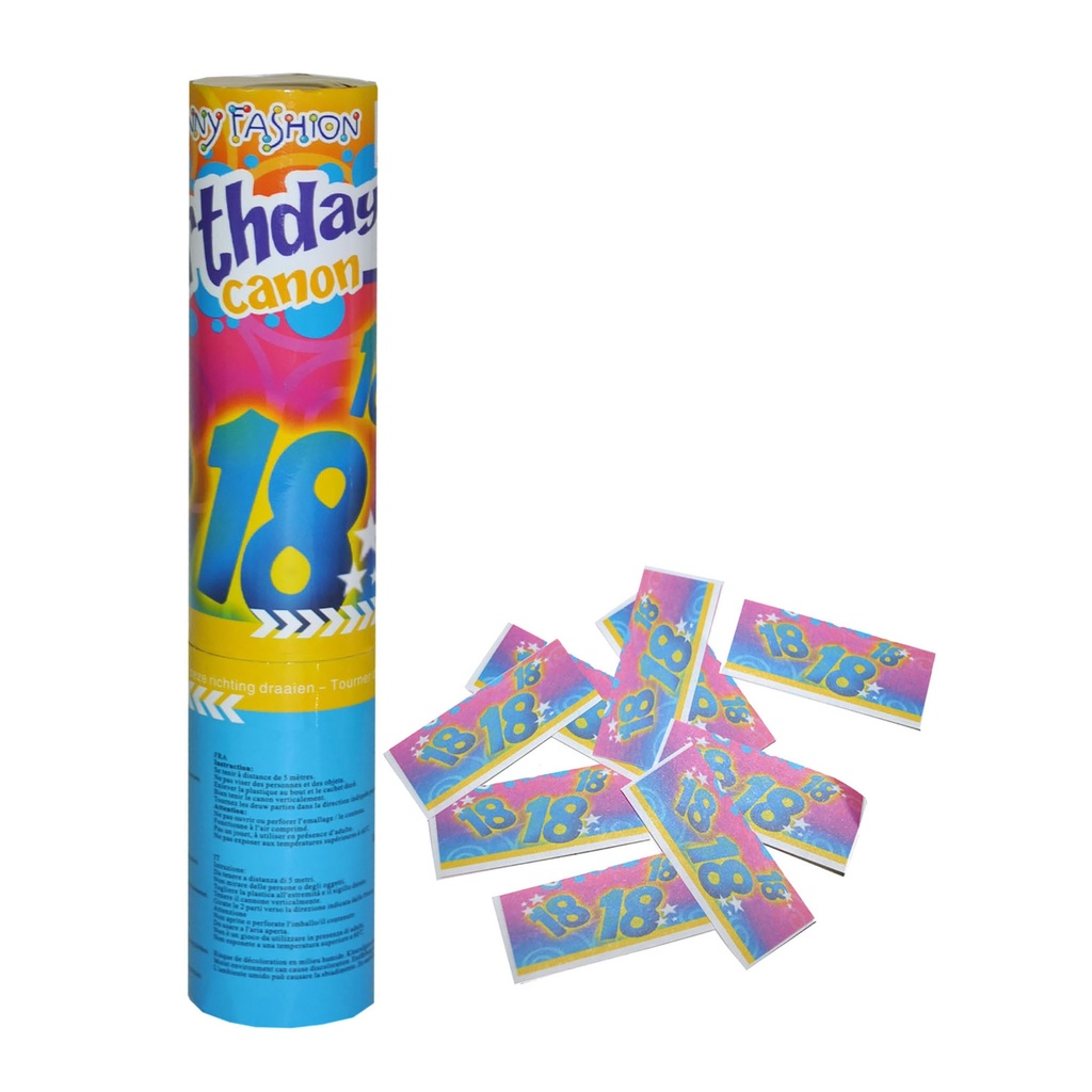 Confettikanon 18 jaar 20 cm