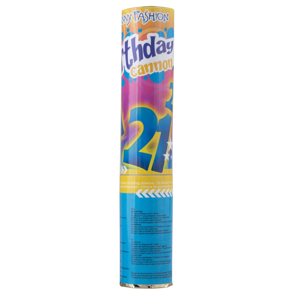 Confettikanon 21 jaar 20 cm