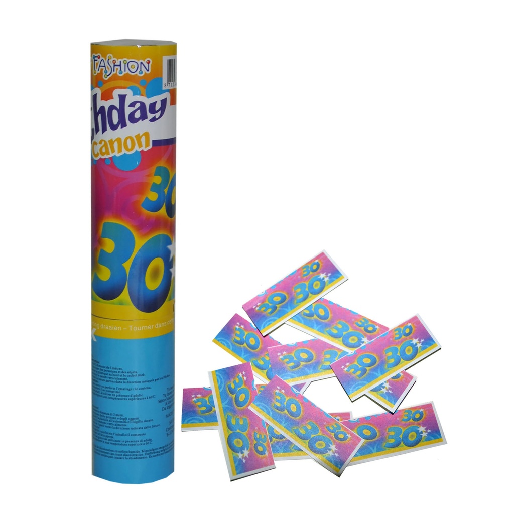 Confettikanon 30 jaar 20 cm