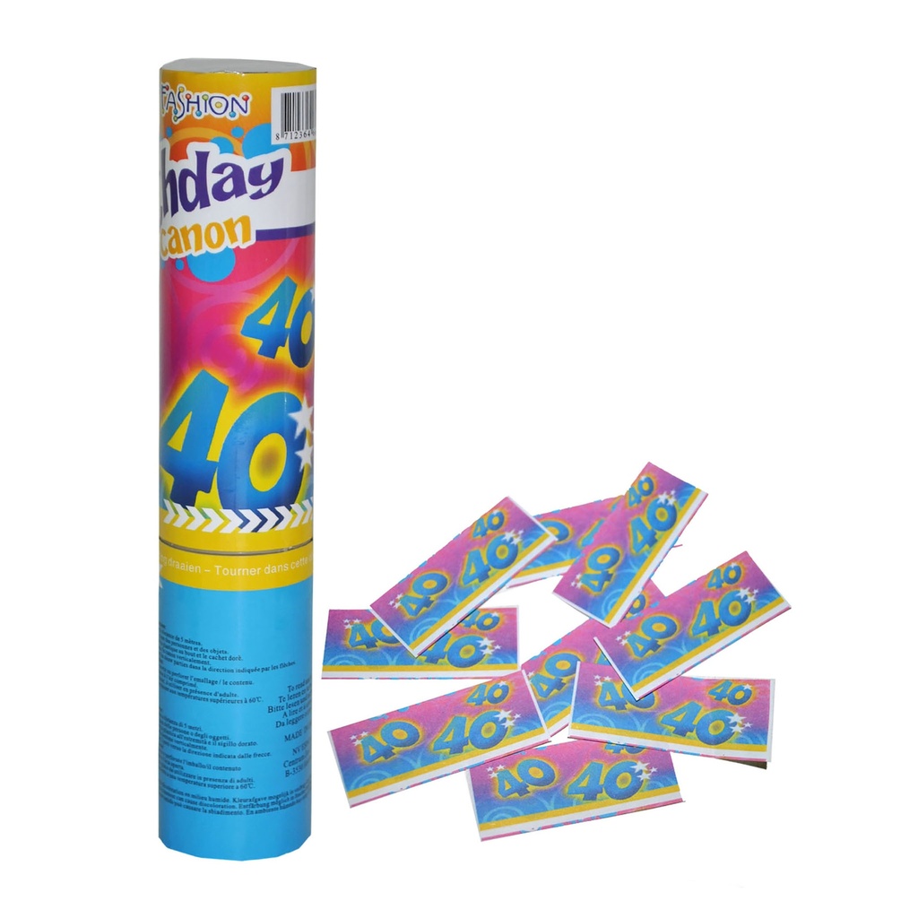 Confettikanon 40 jaar 20 cm