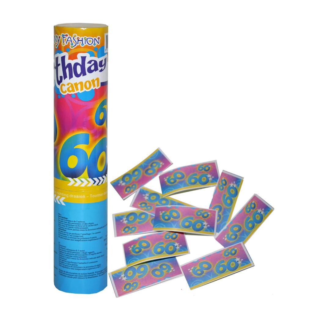 Confettikanon 60 jaar 20 cm