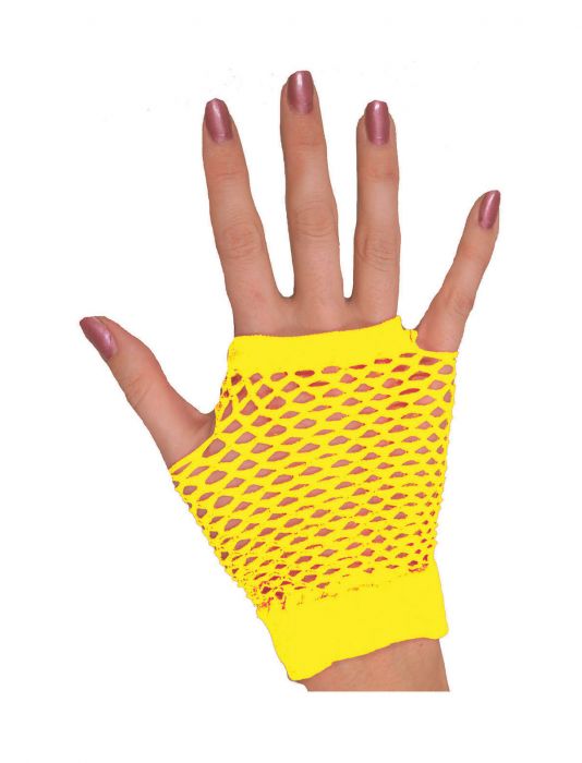 Nethandschoenen kort fluo geel
