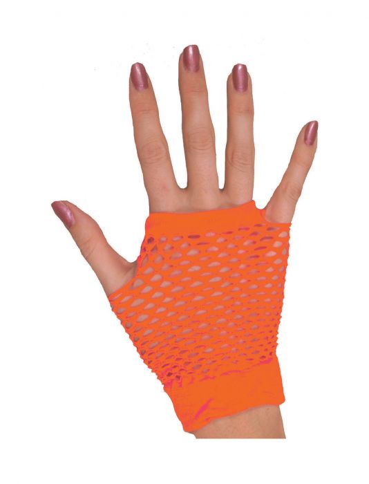 Nethandschoenen kort fluo oranje