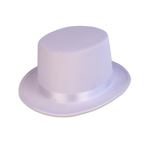 Hoge hoed satijn wit