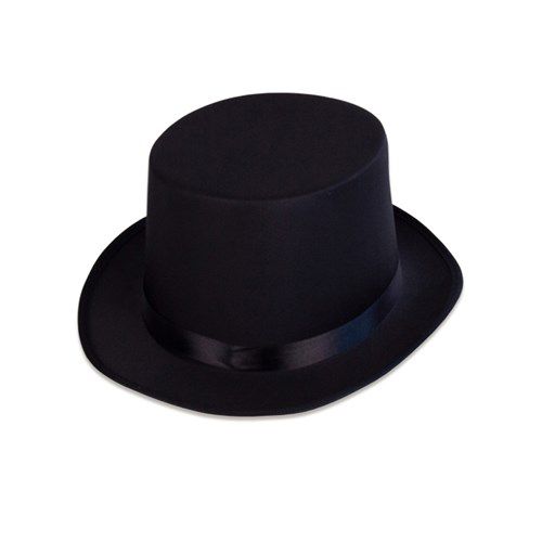 Hoge hoed satijn zwart