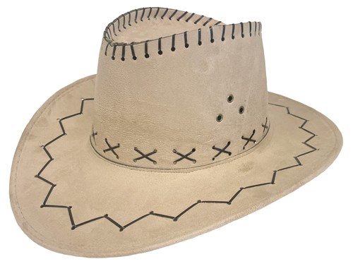 Cowboyhoed leerlintjes beige