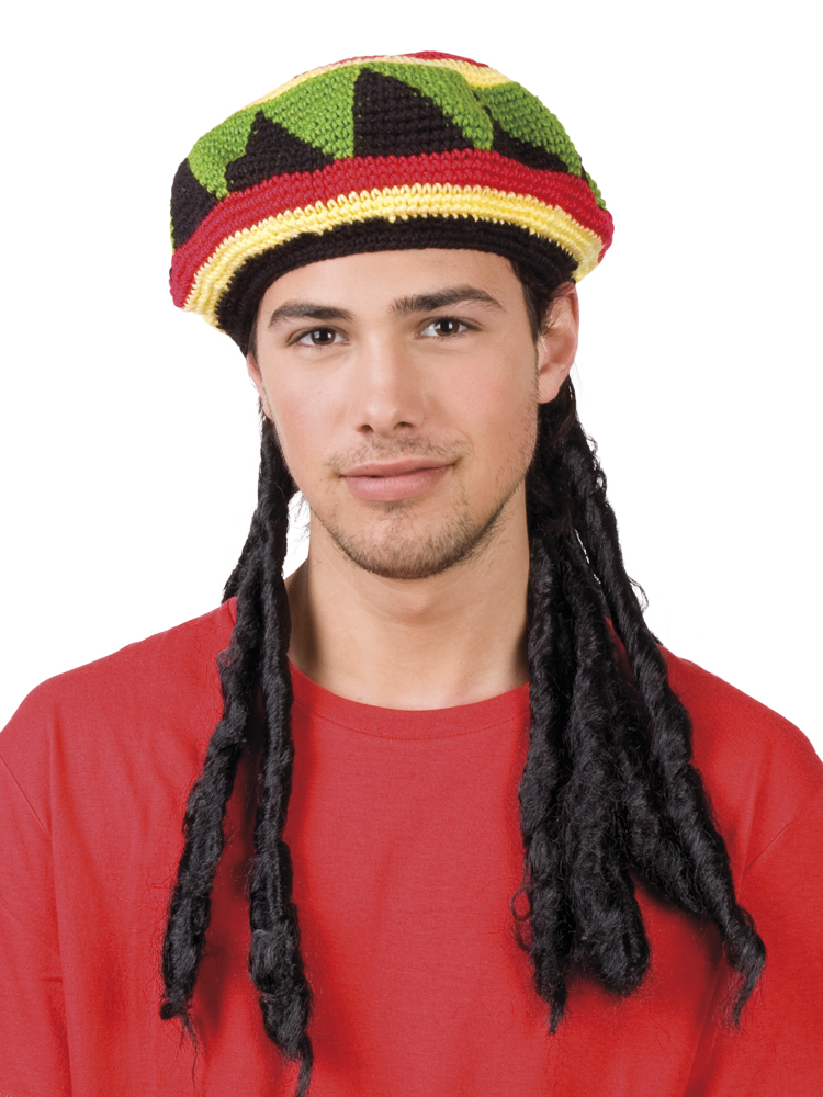 Pruik Rasta met muts stevig
