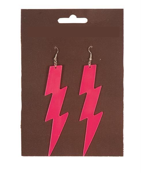 Oorbellen bliksem fluo fuchsia