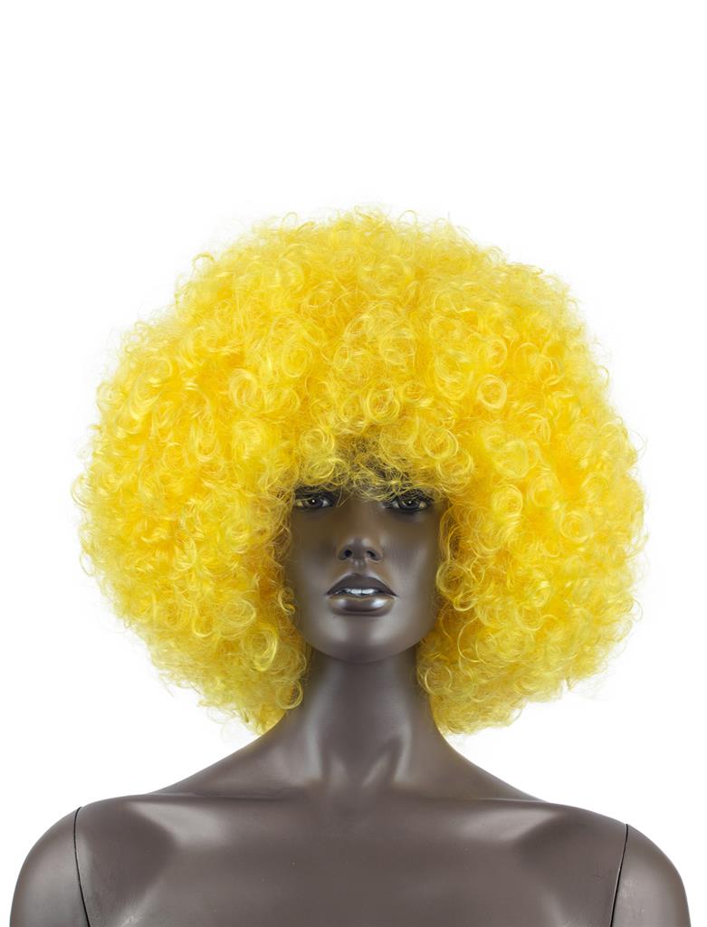 Pruik Afro krullen geel
