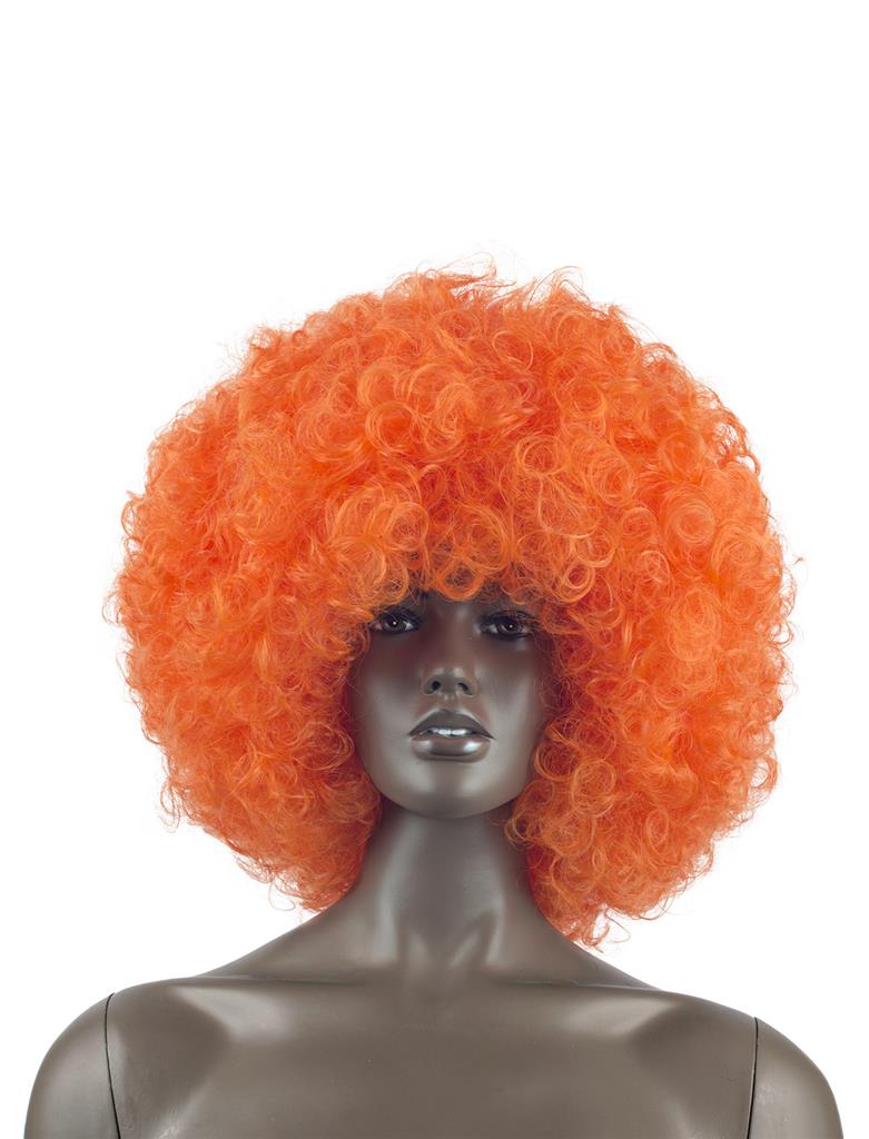 Pruik Afro krullen oranje