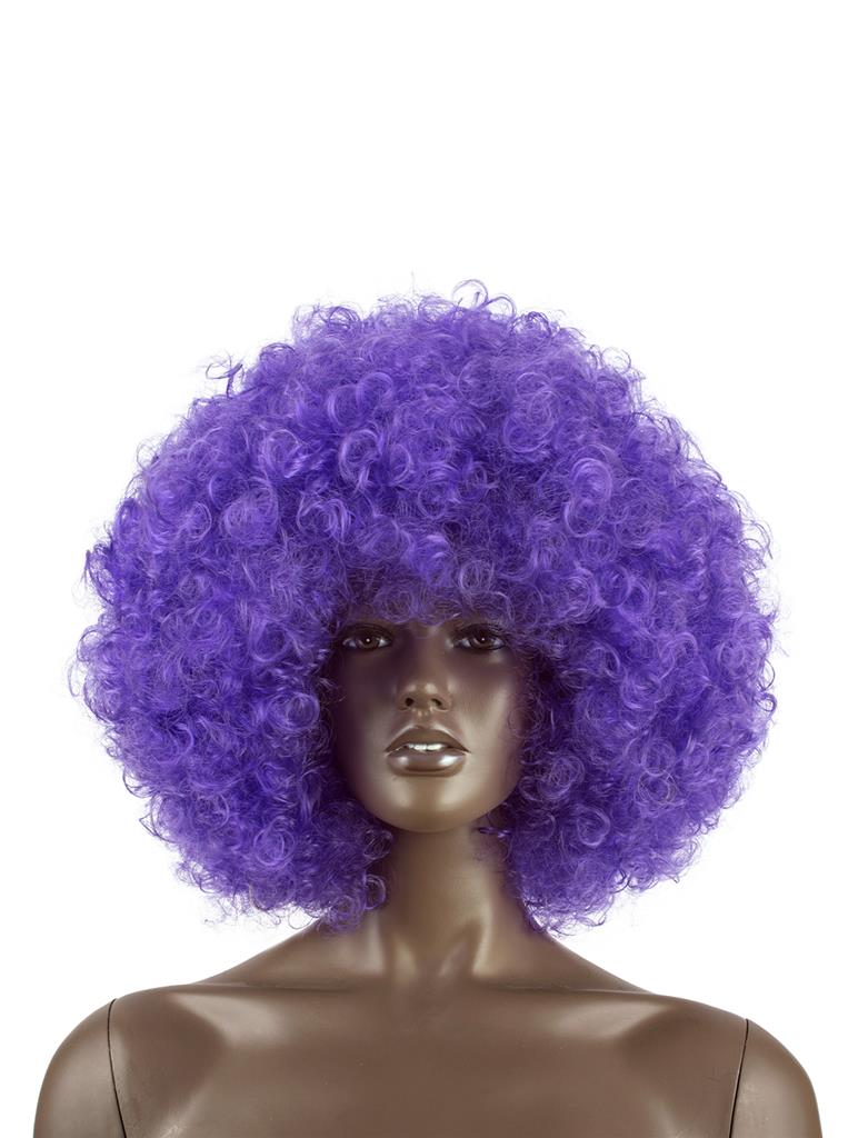 Pruik Afro krullen paars