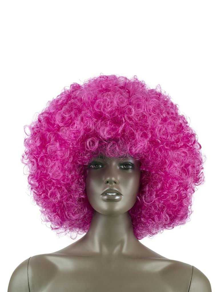 Pruik Afro krullen roze