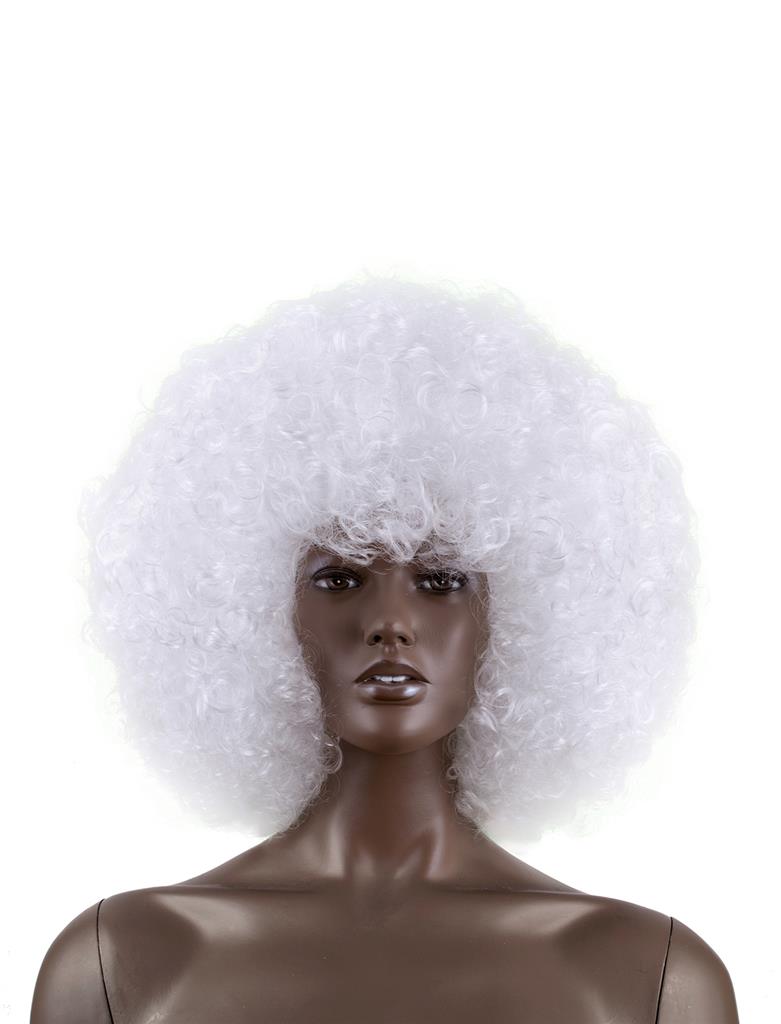 Pruik Afro wit