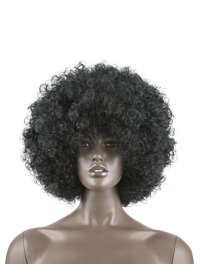 Pruik Afro krullen zwart