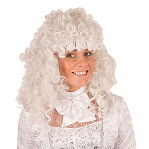 Pruik lange krullen wit