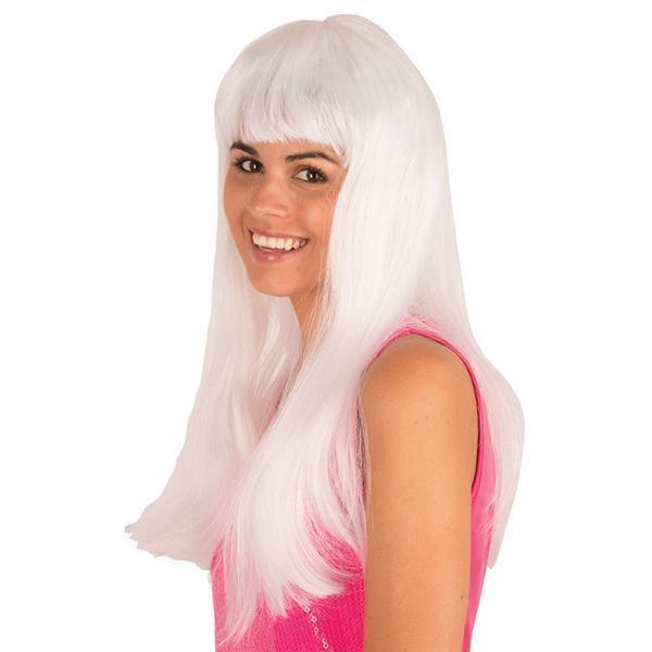 Pruik Pony Neon wit