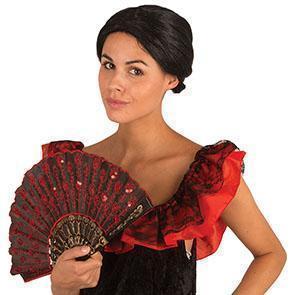 Pruik Lage dot zwart 