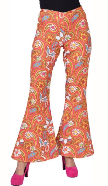 Hippie broek dame Summer of love oranje