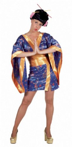 Aziatische dame kort blauw