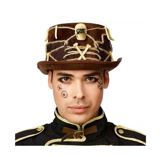 Halloweenhoed bruin skelet